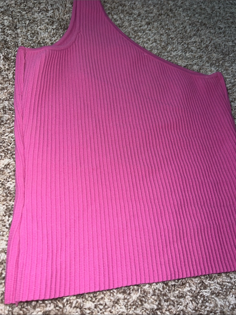 Simply Jules Slimming Ribbed One-Shoulder Pink Women’s Dress Top Size SMALL - Picture 7 of 12